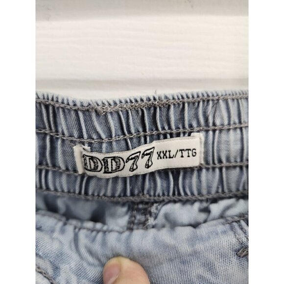 DD77 Chambray Cargo Crop Pants XXL Drawstring Waist & Ankle - Picture 3 of 10